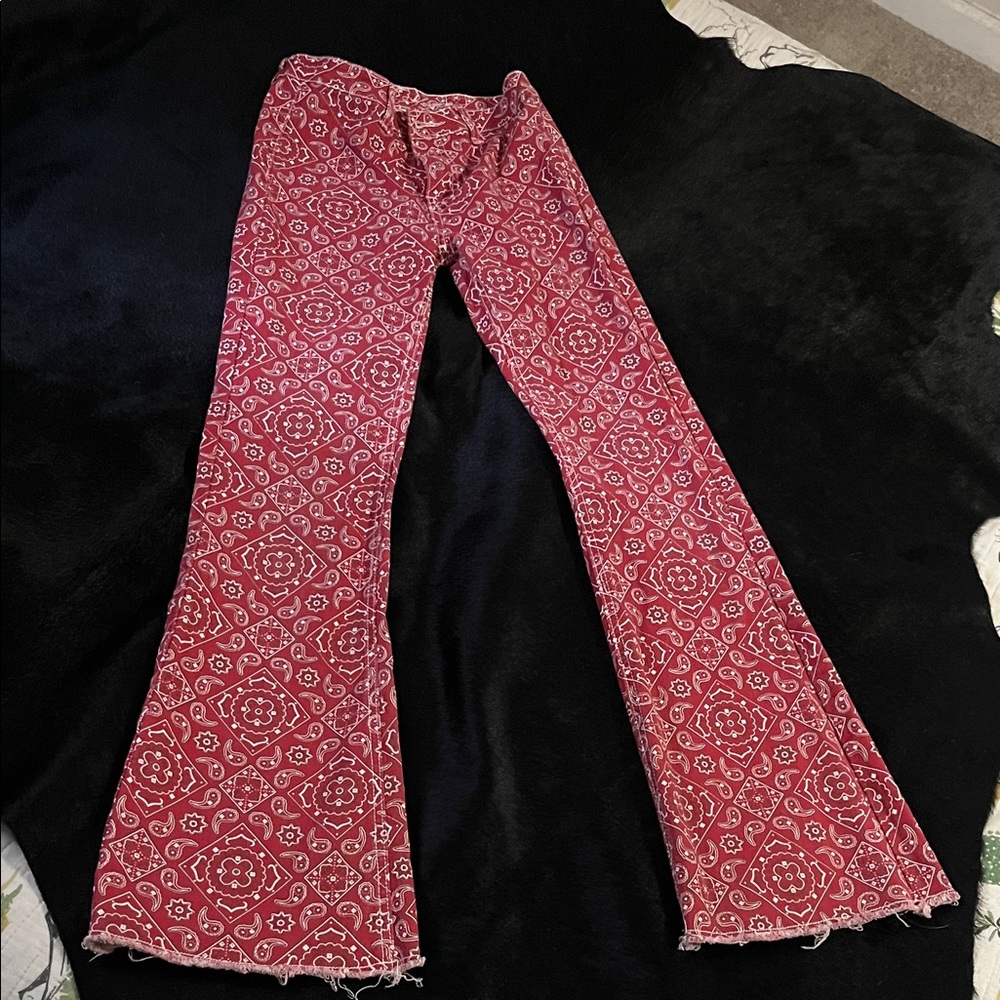 Trendy Kids Red Patterned Jeans